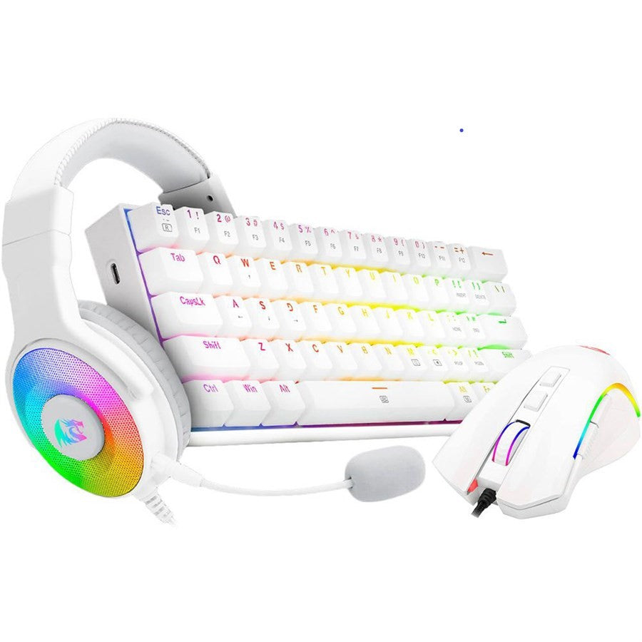 Redragon Gaming Essentials S129W Keyboard Mouse Headset 3 in 1 Combo Set – White - PakByte