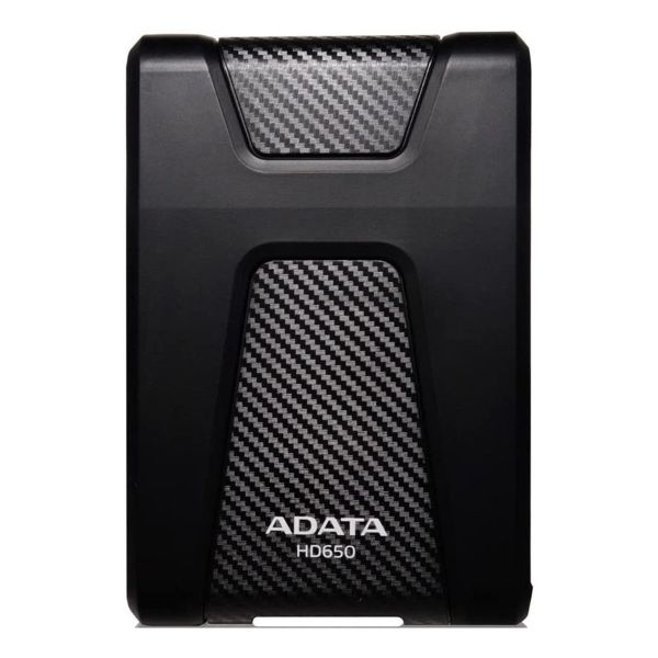 Image of a ADATA HD HD2S 2TB external hard drive in carbon black, showcasing its sleek design and storage capacity.