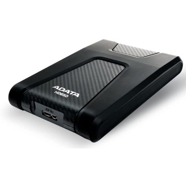 Image of a ADATA HD HD2S 2TB external hard drive in carbon black, showcasing its sleek design and storage capacity.