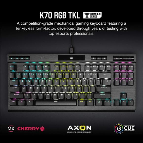 CORSAIR K70 RGB TKL – Champion Series Tenkeyless Mechanical Gaming Keyboard - PakByte Computers 