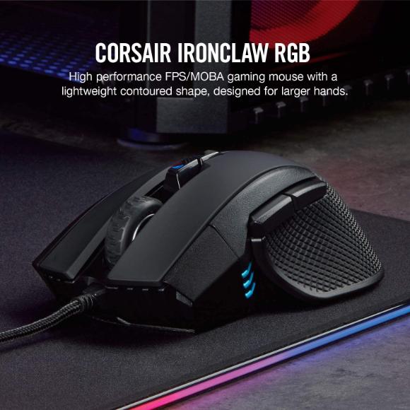 Corsair Ironclaw RGB Gaming Mouse Black - PakByte Computers 