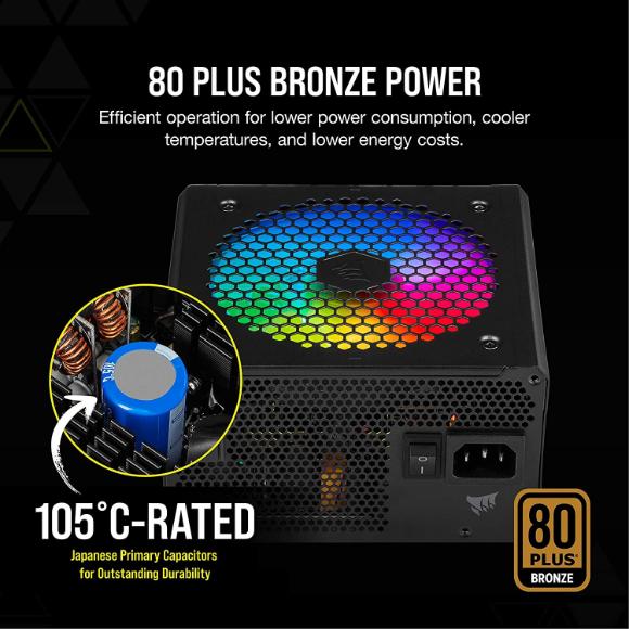 Corsair CX750F RGB 750 Watt 80 PLUS Bronze Power Supply - PakByte Computers 