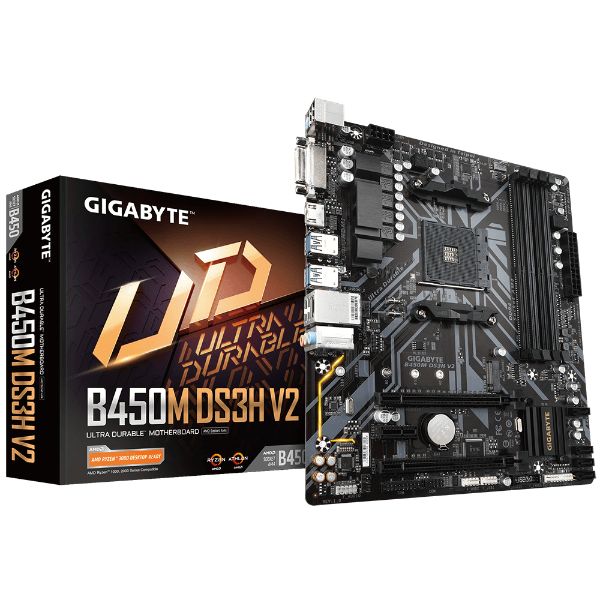 Gigabyte B450M DS3H V2 (AMD Ryzen AM4/Micro ATX/M.2/HMDI/DVI/USB 3.1/DDR4/Motherboard) - PakByte Computers 