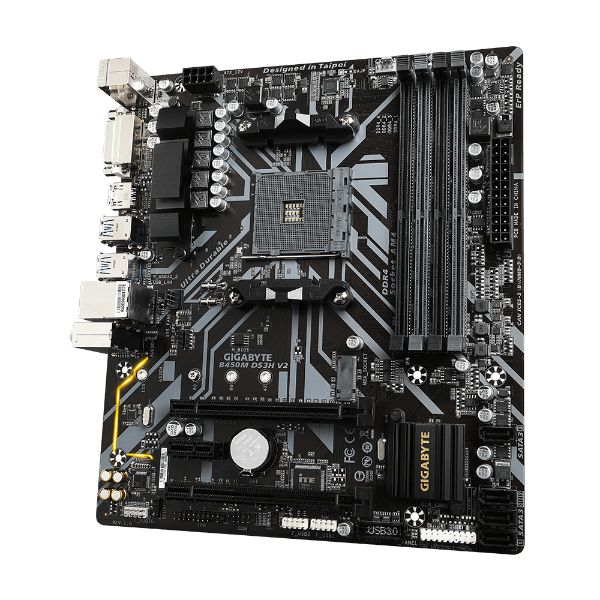 Gigabyte B450M DS3H V2 (AMD Ryzen AM4/Micro ATX/M.2/HMDI/DVI/USB 3.1/DDR4/Motherboard) - PakByte Computers 