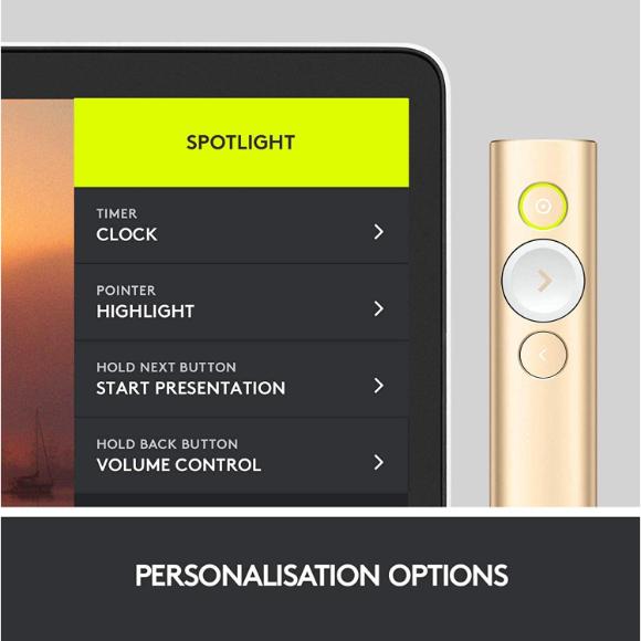 Logitech Spotlight Presentation Remote – Gold - PakByte Computers 