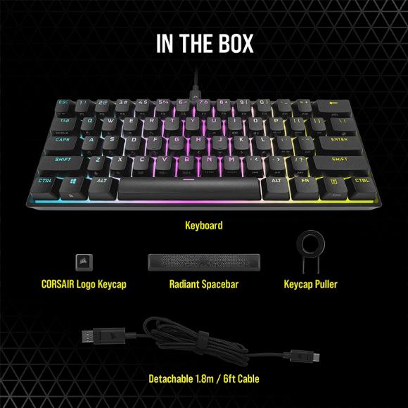 Corsair K65 RGB MINI Mechanical Gaming Keyboard Black - PakByte Computers 