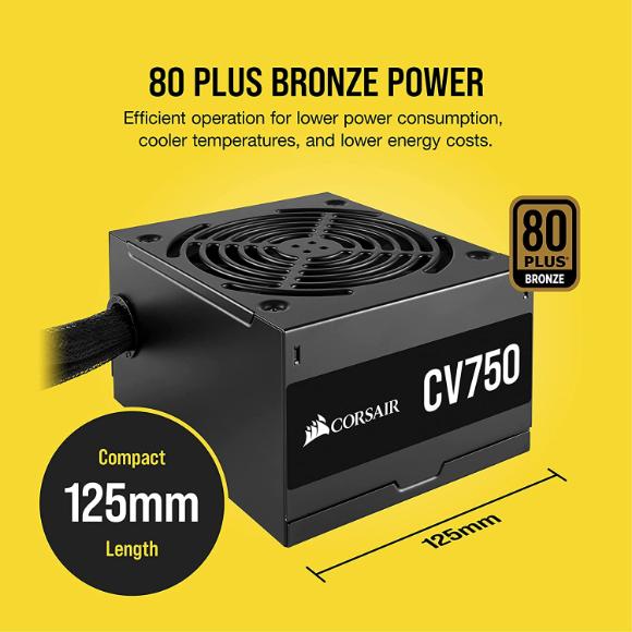 CORSAIR CV Series 750 Watt 80 Plus Bronze ATX Power Supply - PakByte Computers 