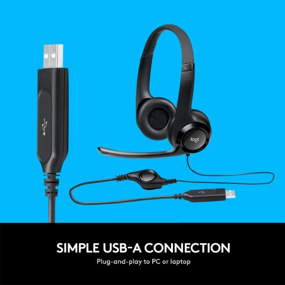 Logitech ClearChat Comfort/USB Headset H390 (Black) - PakByte Computers 