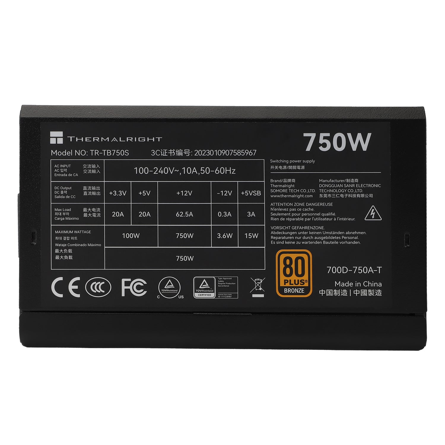 Thermalright TR-TB750 ATX 80PLUS Bronze Card Chassis Computer Power Supply - PakByte  