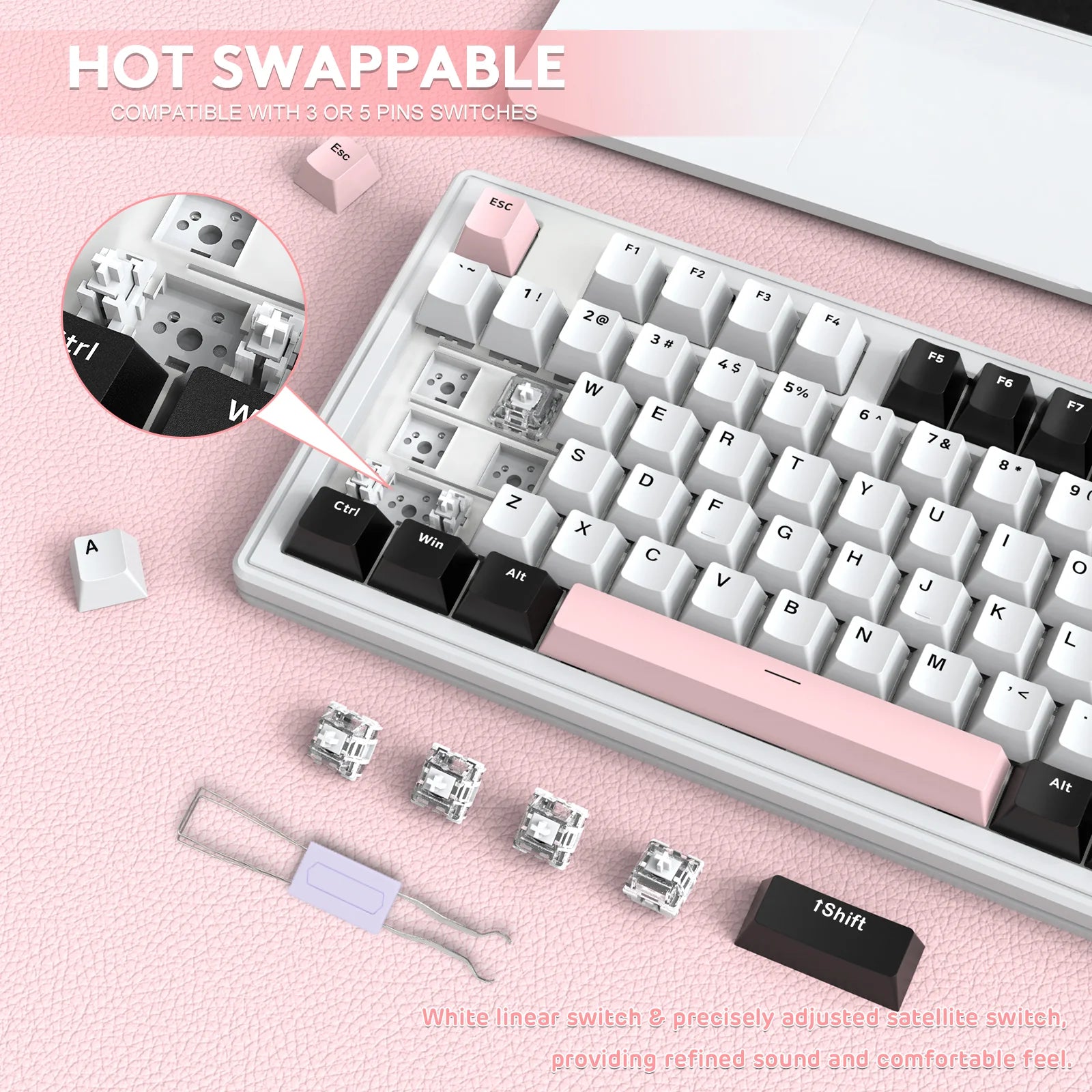 Sama M87 Pro V2 White Pink(Rocket Racoon) - PakByte  