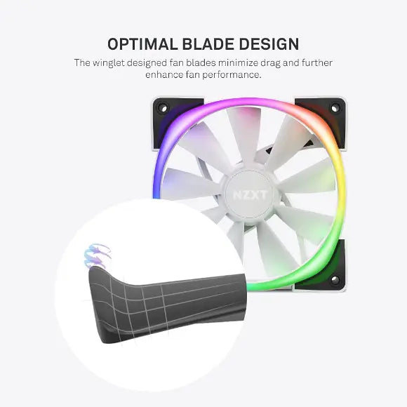 NZXT -Aer RGB 2 120mm Case Fan - White - HF-28120-BW - PakByte Computers 