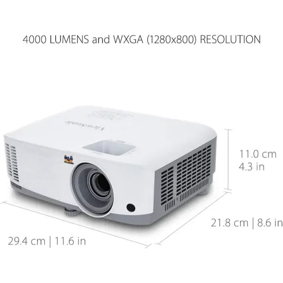 ViewSonic PG707W 4000 Lumens WXGA Networkable DLP Projector with HDMI 1.3x Optical Zoom and Low Input Lag for Home and Corporate Settings - PakByte Computers 