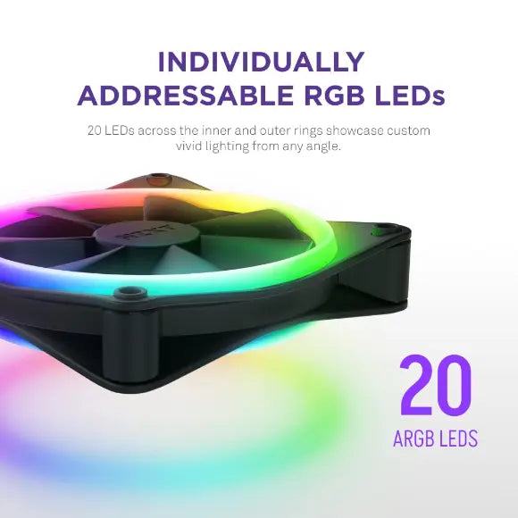 NZXT F120 RGB Duo 120mm Dual-Sided RGB Fan – Black - PakByte Computers 