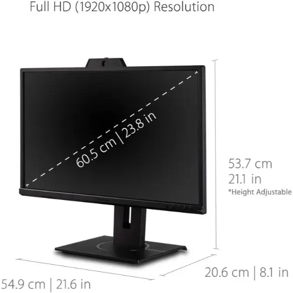 ViewSonic VG2440V 24" Full HD Video Conferencing IPS Monitor with Integrated Camera Ergonomic Design HDMI DisplayPort Flicker-Free - PakByte Computers 