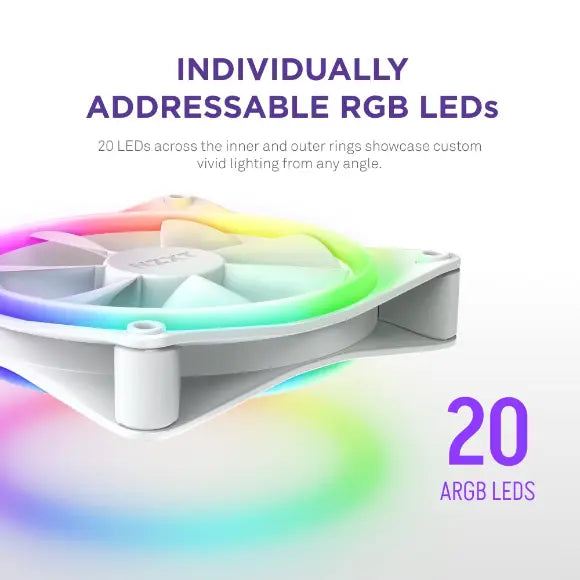 NZXT F120 RGB Duo 120mm Dual-Sided RGB Fan – White - PakByte Computers 