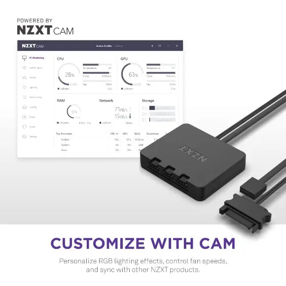 NZXT F120 RGB Duo 120mm Dual-Sided RGB Fan – White - PakByte Computers 