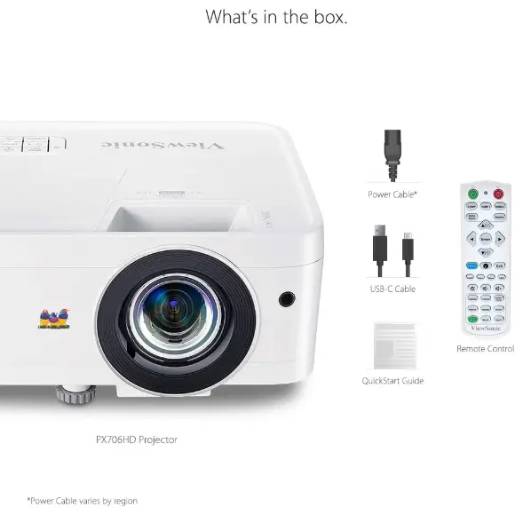 ViewSonic PX706HD 3000 Lumens Short throw projector 1.2X optical zoom, USB Type-C input, 3X fast input, Gaming Mode - PakByte Computers 