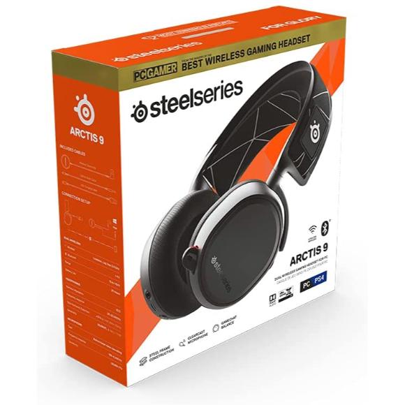 SteelSeries Arctis 9 - Dual Wireless Gaming Headset - Lossless 2.4 GHz Wireless + Bluetooth - Black - PakByte Computers 