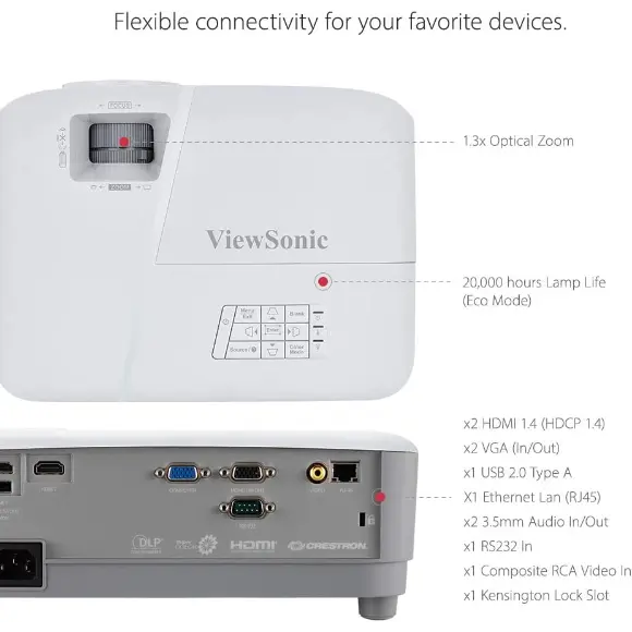 ViewSonic PG707X 4000 Lumens XGA Networkable DLP Projector with HDMI 1.3x Optical Zoom and Low Input Lag for Home and Corporate Settings - PakByte Computers 