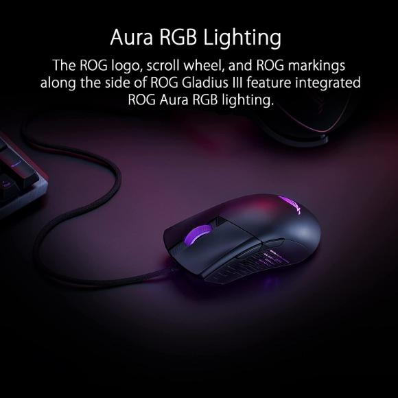 ASUS ROG Gladius III Wired Gaming Mouse | Tuned 19,000 DPI Sensor, Hot Swappable Push-Fit II Switches - PakByte Computers 