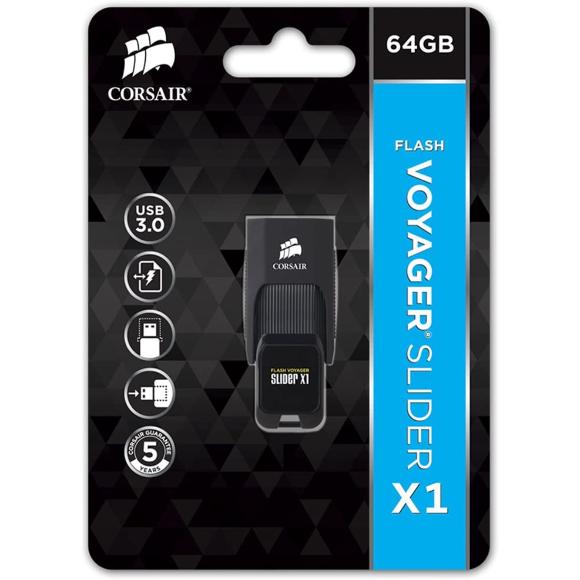 Corsair Flash Voyager Slider X1 64GB USB 3.0 Flash Drive - PakByte Computers 