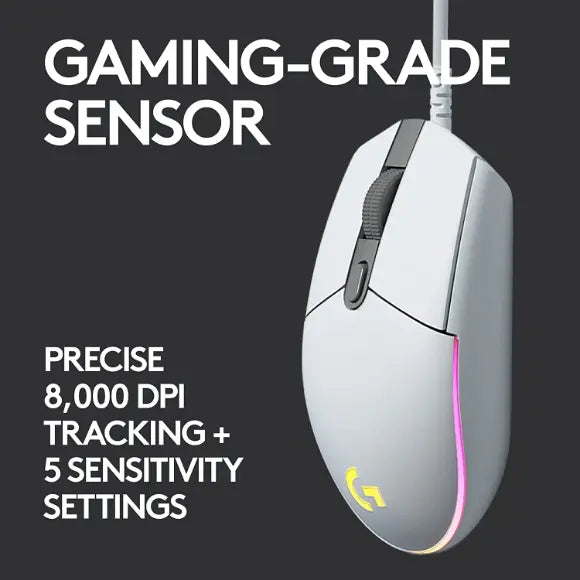 Logitech G102 Lightsync RGB Gaming Mouse - White - PakByte Computers 