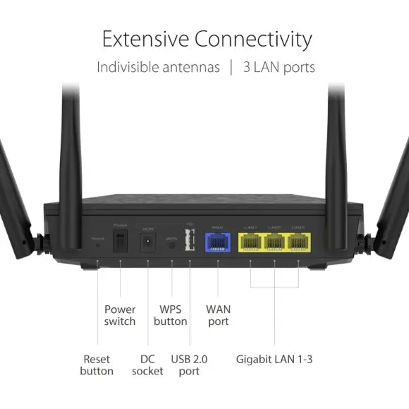 ASUS RT-AX53U AX1800 Dual Band WiFi 6 Extendable Router - PakByte Computers 