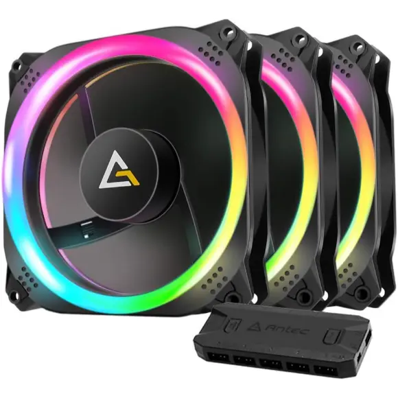 Antec Prizm 120 ARGB Fans (3 in 1 Pack) with Fan Controller & ARGB LED Strips - PakByte Computers 