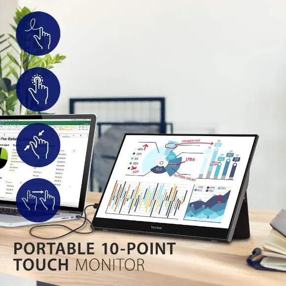 ViewSonic TD1655 15.6 Inch 1080p Portable Monitor with IPS Touchscreen, 2 Way Powered 60W USB C, Built in Stand with Cover - PakByte Computers 