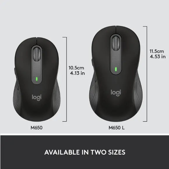 Logitech Signature M650 L Full Size Wireless Mouse - Black - PakByte Computers 