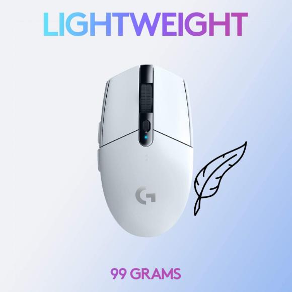 Logitech G305 Lightspeed Wireless Gaming Mouse, HERO Sensor, 12,000 DPI - White - PakByte Computers 