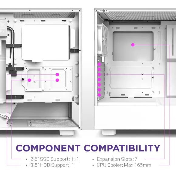 NZXT H5 Elite ATX Mid Tower PC Gaming Case - White (CC-H51EW-01) - PakByte Computers 