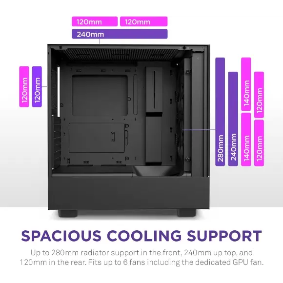 NZXT H5 Flow Compact ATX Mid-Tower PC Gaming Case – Black - PakByte Computers 