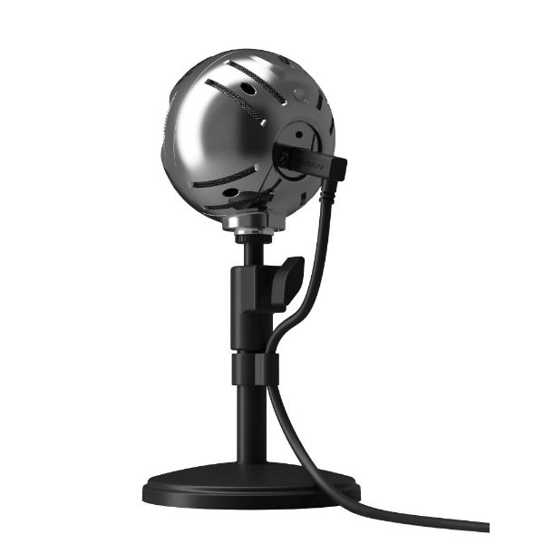 AROZZI SFERA CHROME MICROPHONE - BLACK, USB CABLE & CABLE CLIP 3.5MM HEADPHONE JACK, ADJUSTABLE STAND - PakByte Computers 