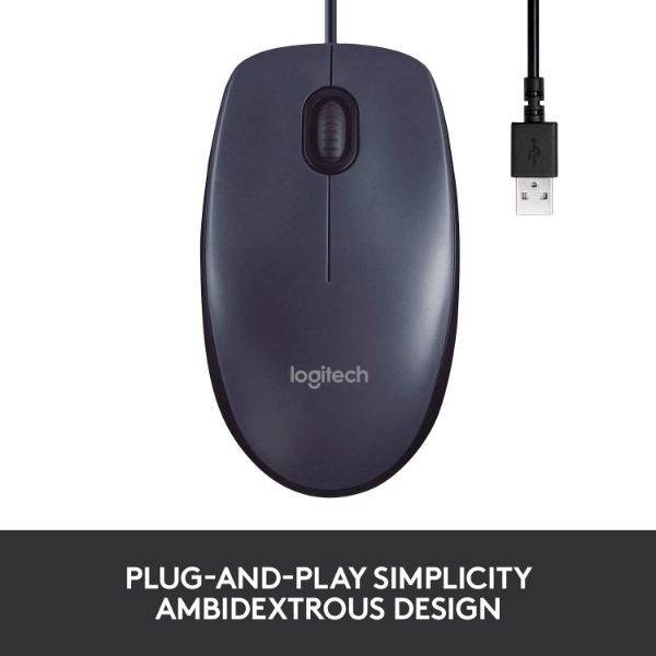 Logitech B100 Corded Mouse – Black - PakByte Computers 