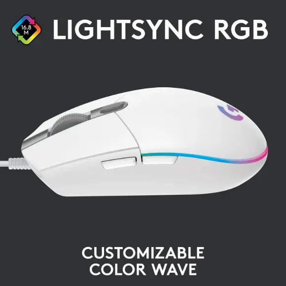 Logitech G102 Lightsync RGB Gaming Mouse - White - PakByte Computers 