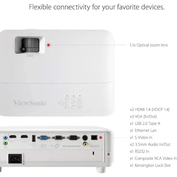 ViewSonic PG706HD 4000 Lumens 1080p Projector with RJ45 Lan Control Vertical Key stoning HDMI USB for Home and Office - PakByte Computers 