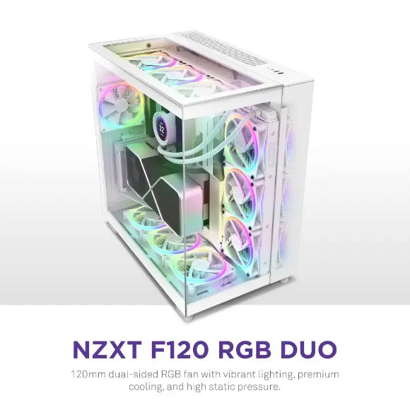 NZXT F120 RGB Duo 120mm Dual-Sided RGB Fan – White - PakByte Computers 