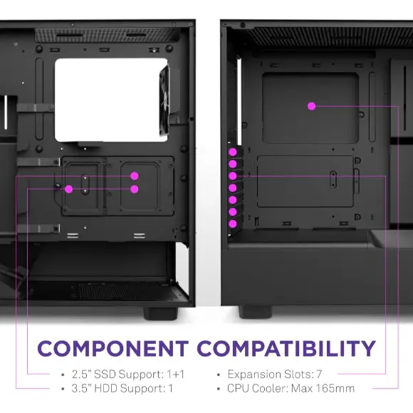 NZXT H5 Flow Compact ATX Mid-Tower PC Gaming Case – Black - PakByte Computers 