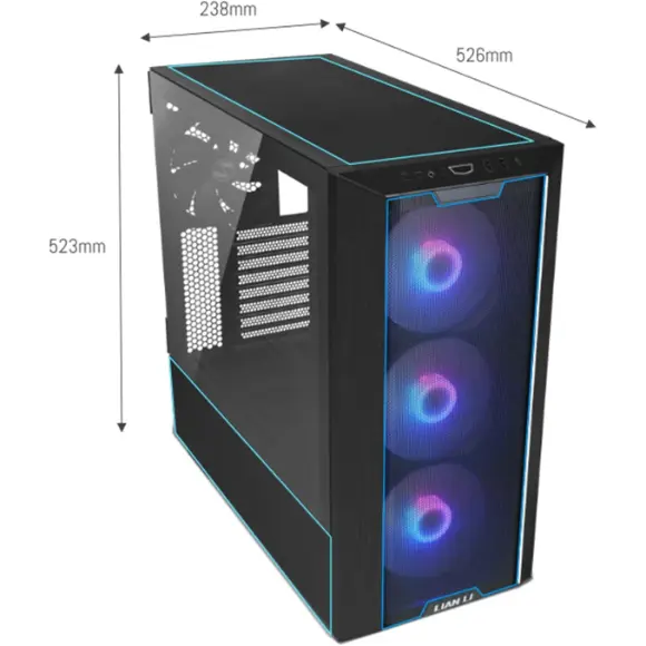 LIAN LI Lancool III RGB Black Aluminum/SECC/Tempered Glass Gaming Case -4×140 PWM Fans(ARGB) - PakByte Computers 