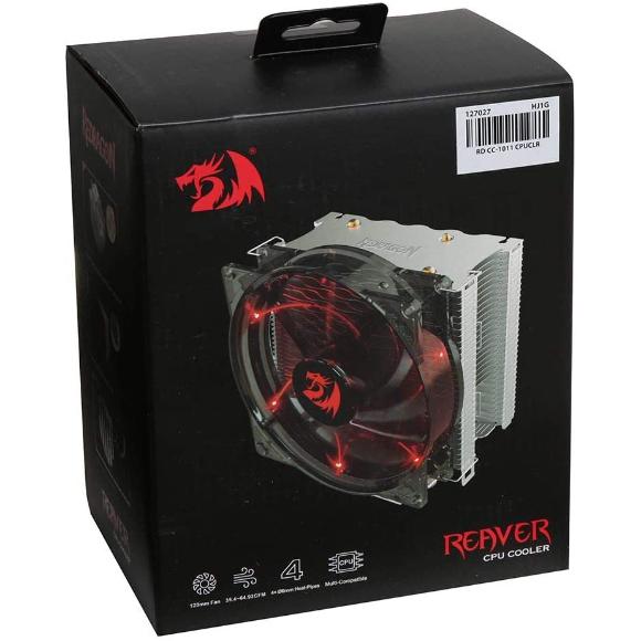 Redragon CC-1011 Reaver CPU Cooler, Red LED 120mm Fan x 1, Aluminium Fins for AMD Ryzen/Intel LGA1200/1151, Universal Socket Solution, 100% RAM Compatibility - PakByte Computers 