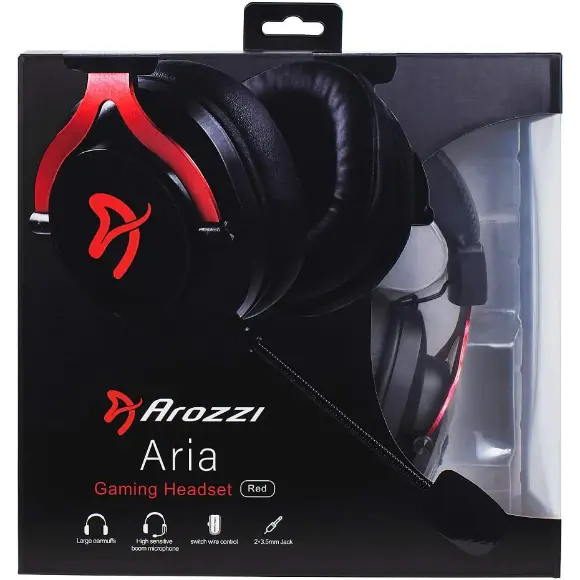 Arozzi Aria Gaming Headset - Black, Red - PakByte Computers 