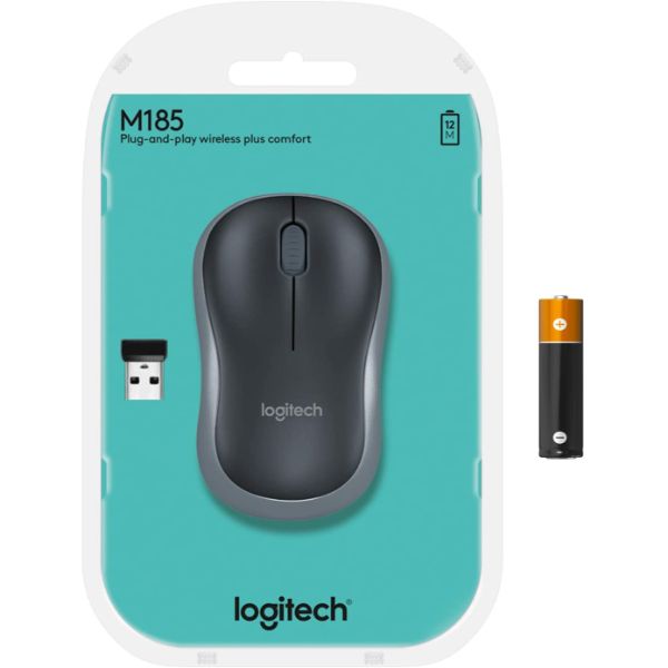 Logitech Wireless Mouse M185 - Swift Gray - PakByte Computers 