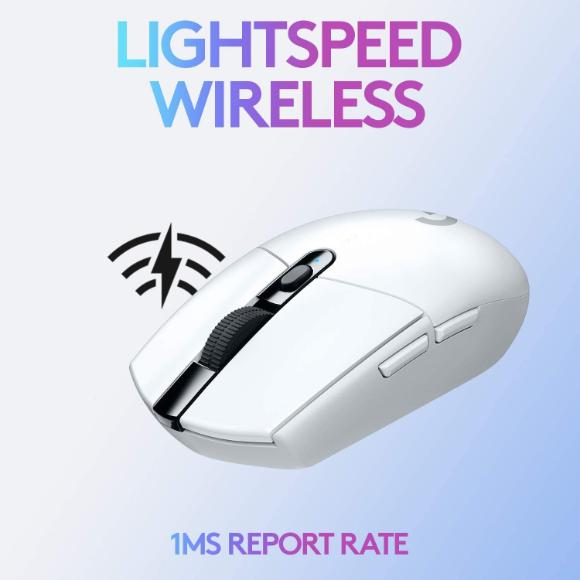 Logitech G305 Lightspeed Wireless Gaming Mouse, HERO Sensor, 12,000 DPI - White - PakByte Computers 