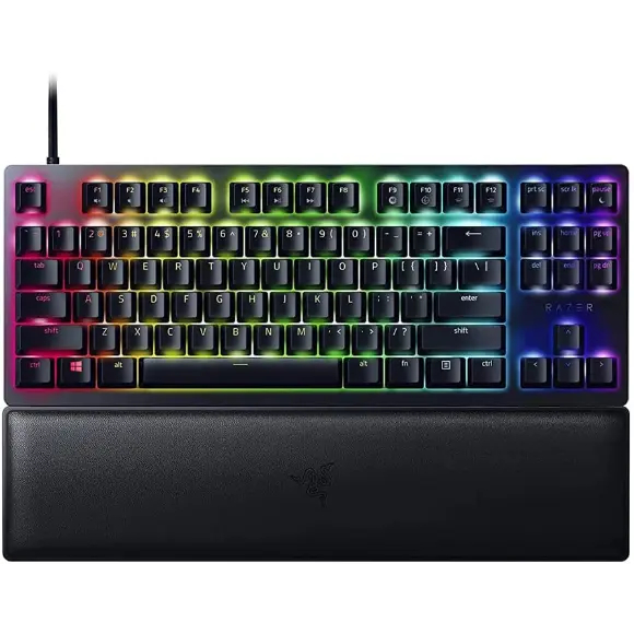 Razer Huntsman V2 Tenkeyless Optical Gaming Keyboard - Doubleshot PBT Keycaps - Clicky Optical Switch (Purple) - Black - PakByte Computers 