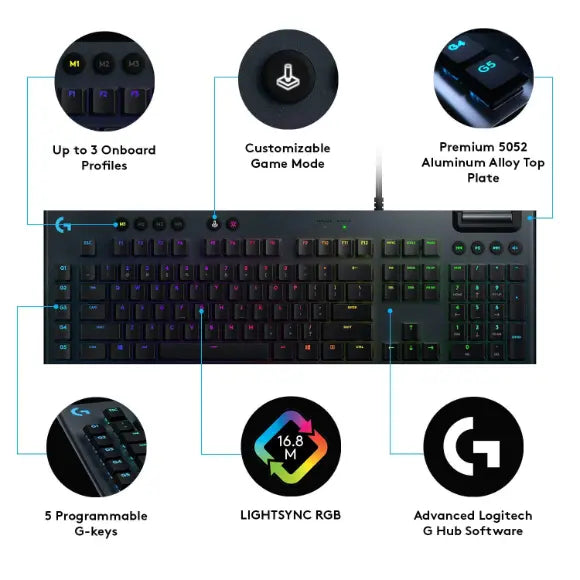 Logitech G813 Lightsync RGB Mechanical Gaming Keyboard - PakByte Computers 