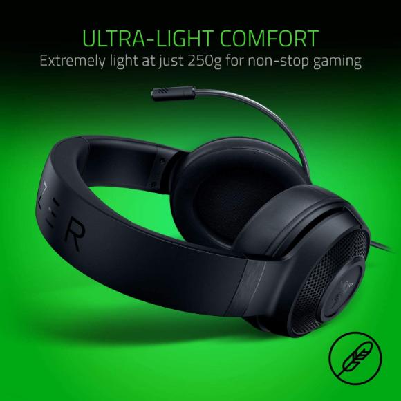 Razer Kraken X Ultralight Gaming Headphones: 7.1 Surround Sound - Black - PakByte Computers 