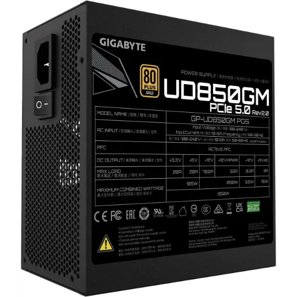 GigaByte UD850GM PG5 80 Plus Gold Certified Fully Modular Power Supply - PakByte Computers 