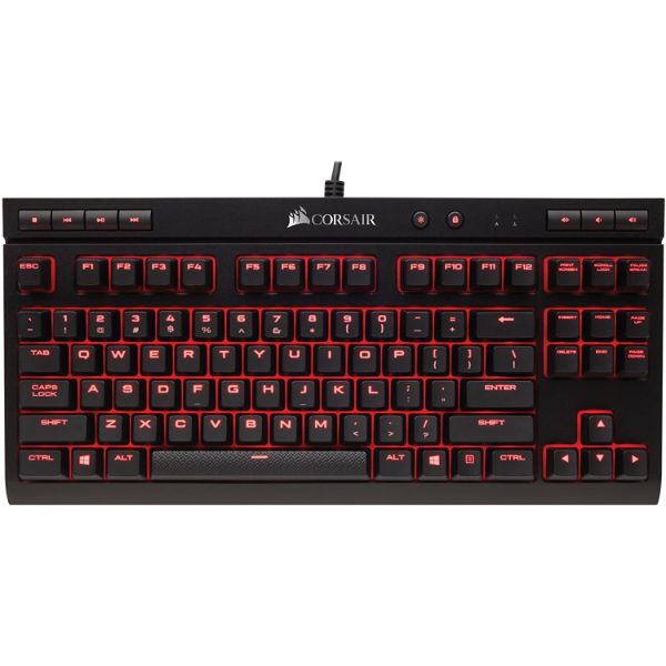 Corsair K63 Compact Mechanical Gaming Keyboard - Backlit Red LET - Linear & Quiet - Cherry MX Red - PakByte Computers 