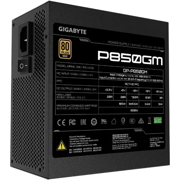 Gigabyte GP-P850GM (80 Plus Gold 850W, Modular, Smart Fan, Smart Power Protection, Power Supply) - PakByte Computers 